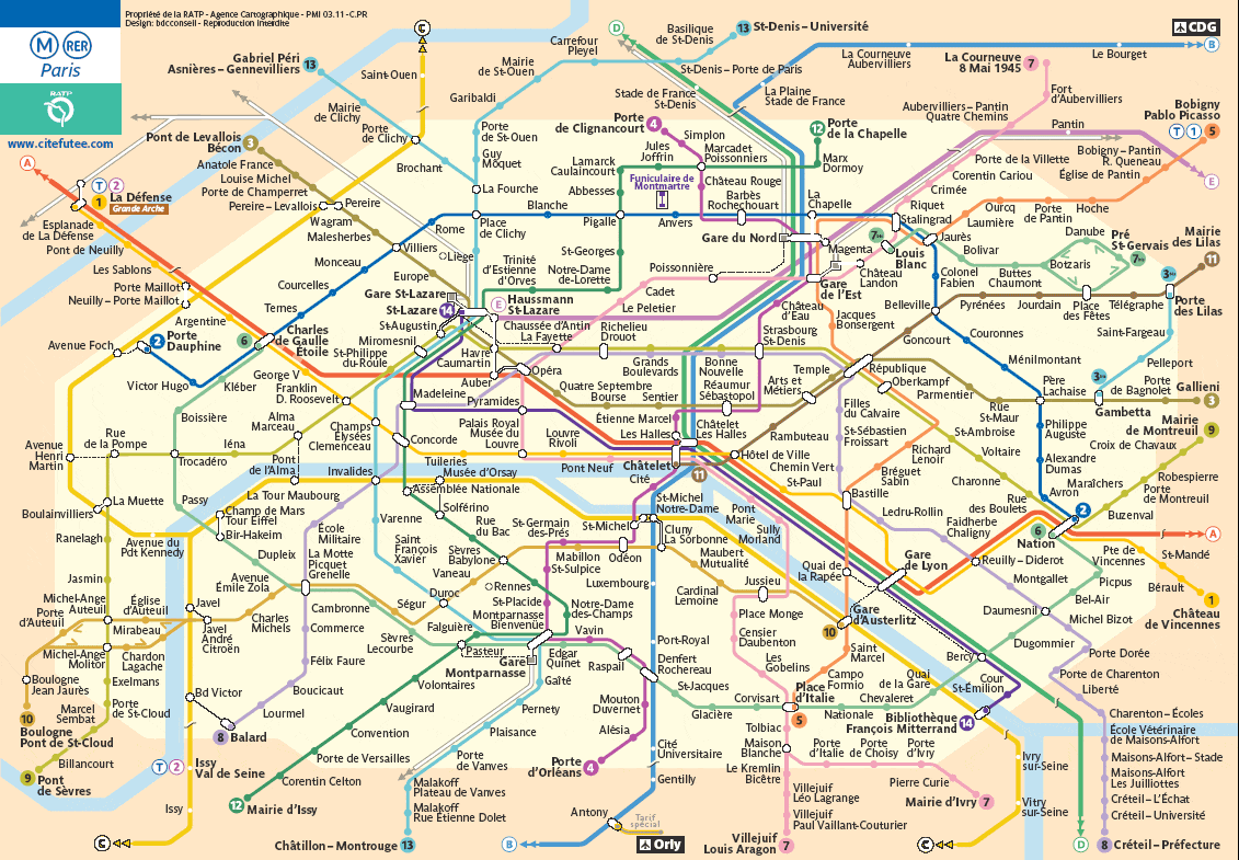 Mapa de metrô de Paris