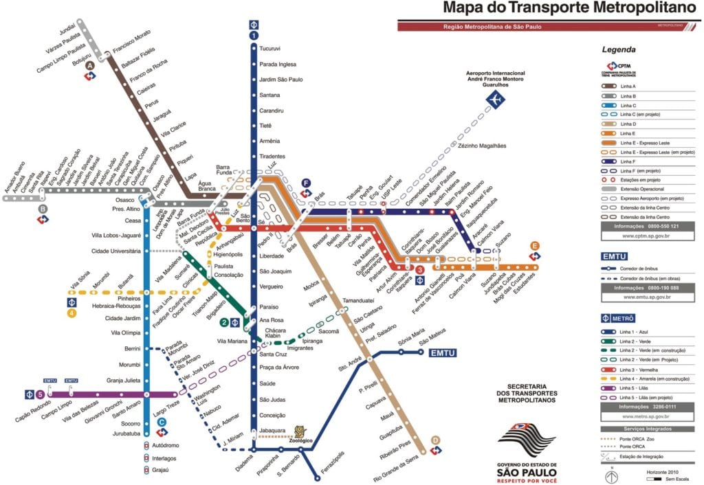 mapa do metro de sao paulo 1024x706 - Metrô de São Paulo: dicas de como usar, destinos, preço, horários