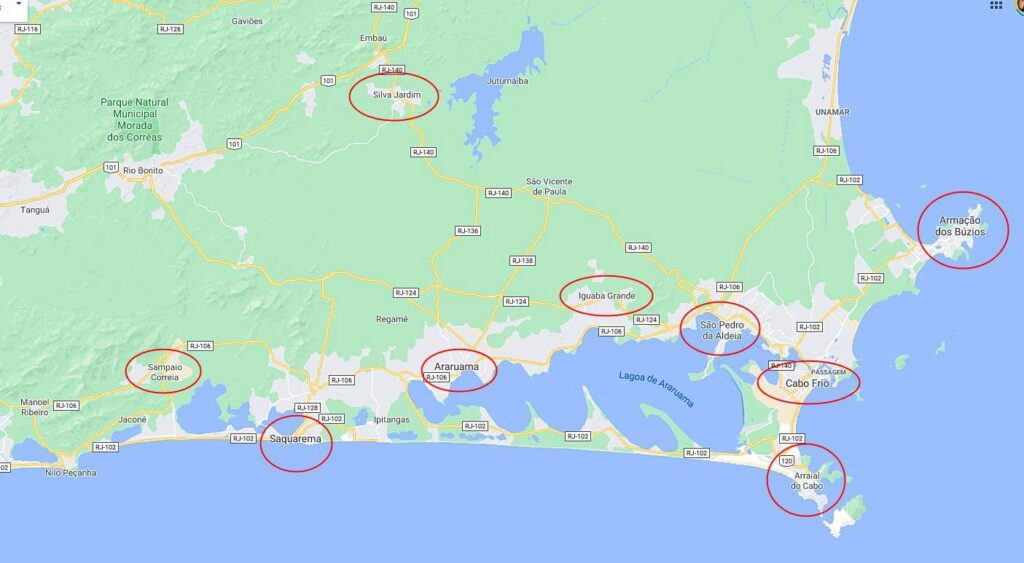 mapa regiao dos lagos 1024x563 - Região dos Lagos, RJ: dicas de viagem