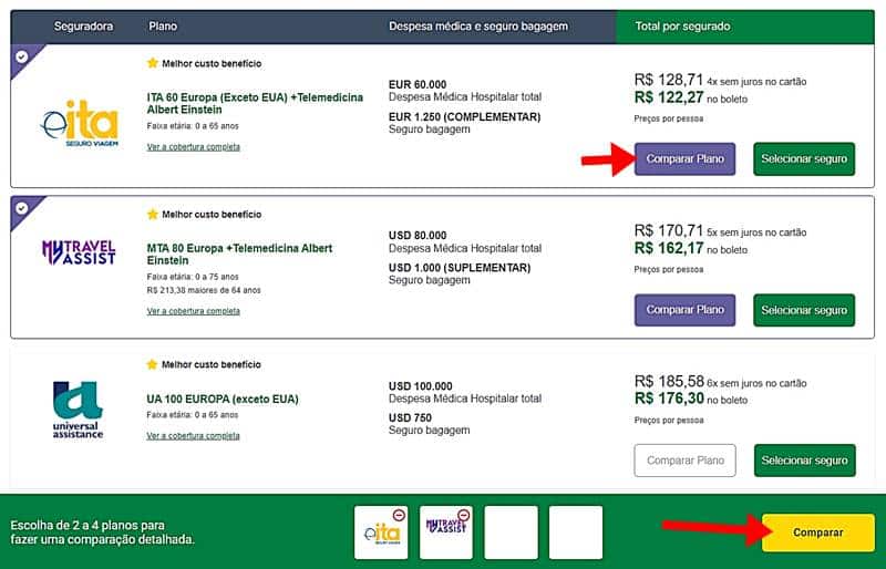 comparar seguros viagem baratos