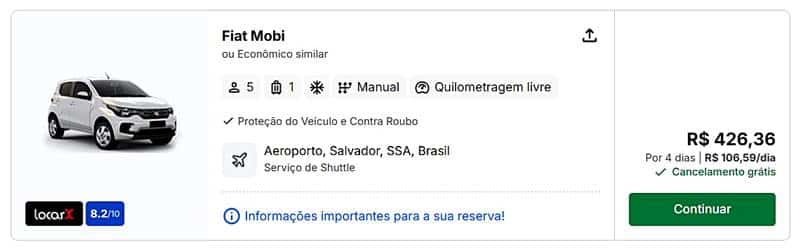 alugando carro no Brasil