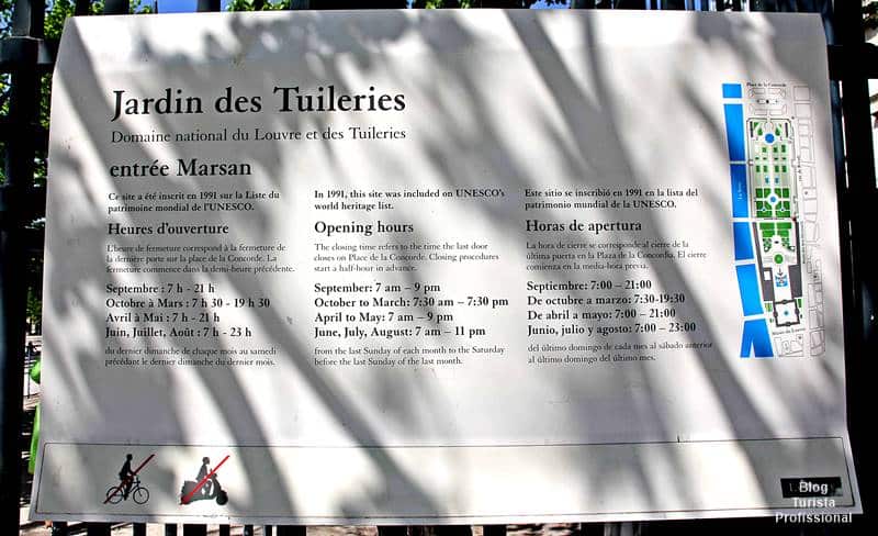 horárias de abertura jardin des tuileries